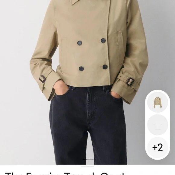 Aritzia Cropped Khaki Double-Breasted Trench Jacket - Picture 1 of 5